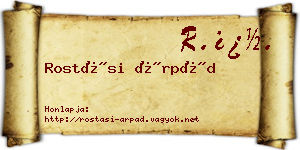 Rostási Árpád névjegykártya